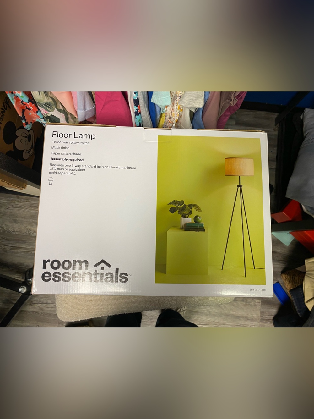 Room Essentials Black Tripod Floor Lamp with Beige Shade